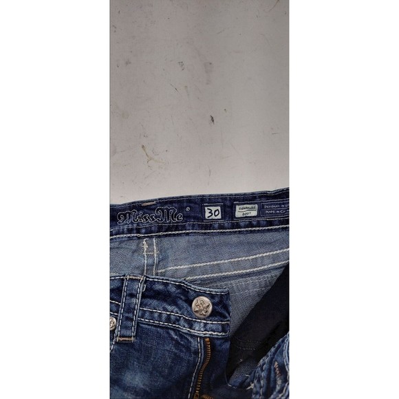 Miss Me Jeans, Size 30, Mid-Rise, Bootcut, 32W x 32L, Bedazzled, Distressed - Picture 3 of 3